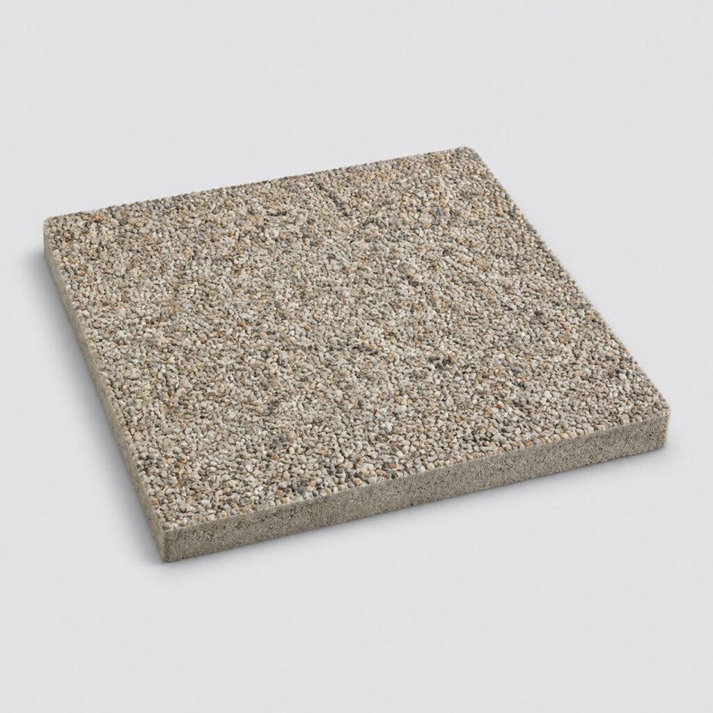 Dalle gravillonnée 40x40 beige gris présentée seule sur fond clair