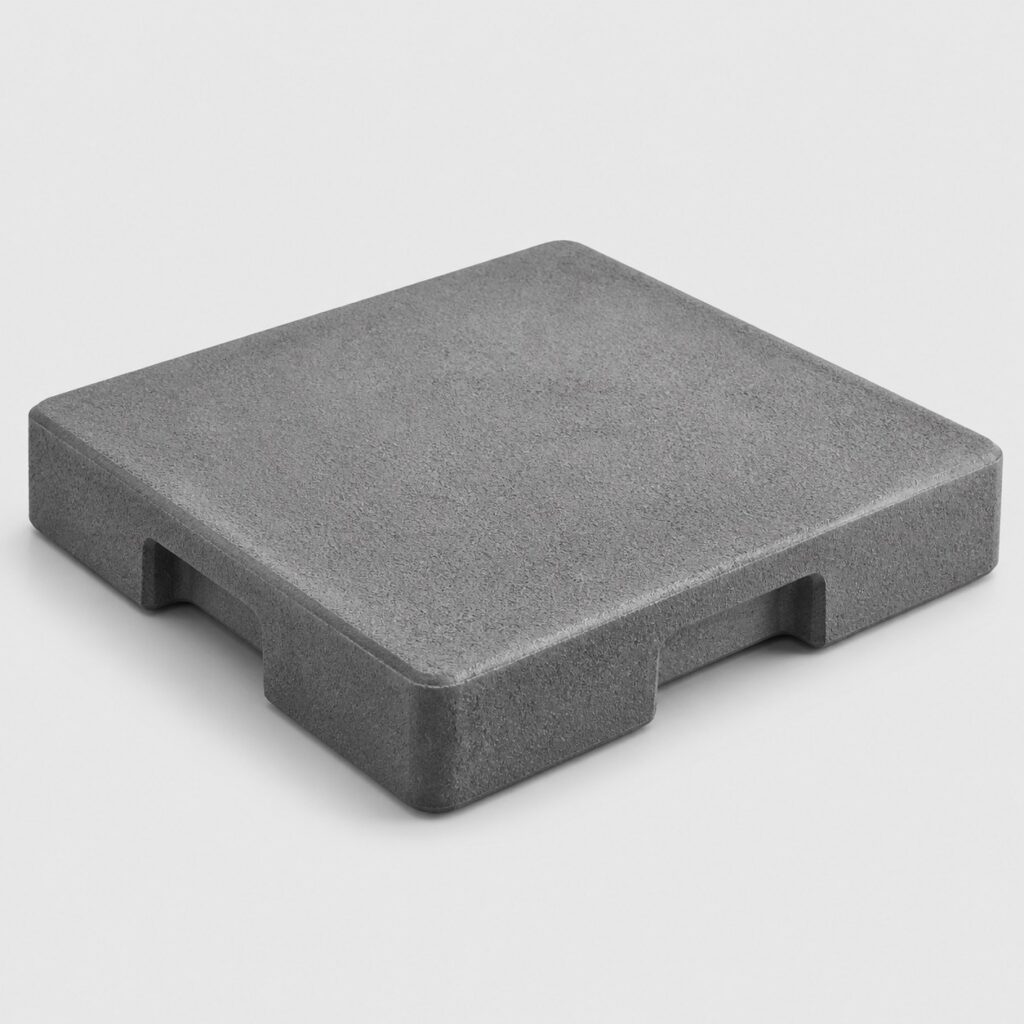 Dalle de lestage carrée en béton gris ardoise sur fond gris clair