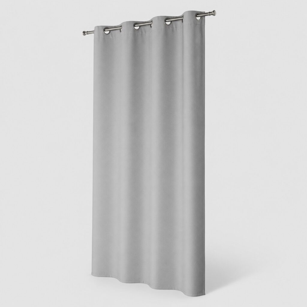Rideau de porte extérieur uni gris clair sur fond gris très clair