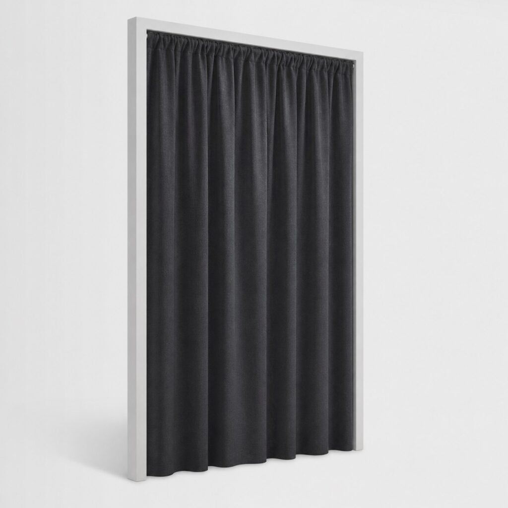 Rideau de porte épais anthracite sur fond gris très clair